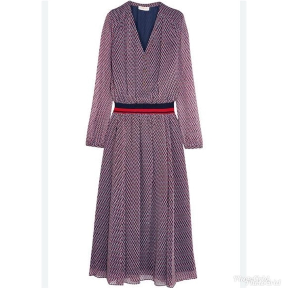 Tory Burch Velma dress longsleeves V-neck stretchable waist workwear small